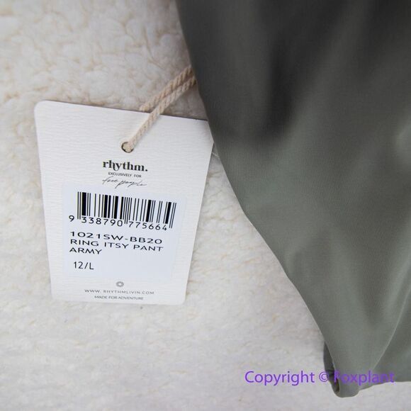 NEW Rhythm.X Free People Paisley Hi String Bikini Bottoms size L  in‎ army - Picture 9 of 14